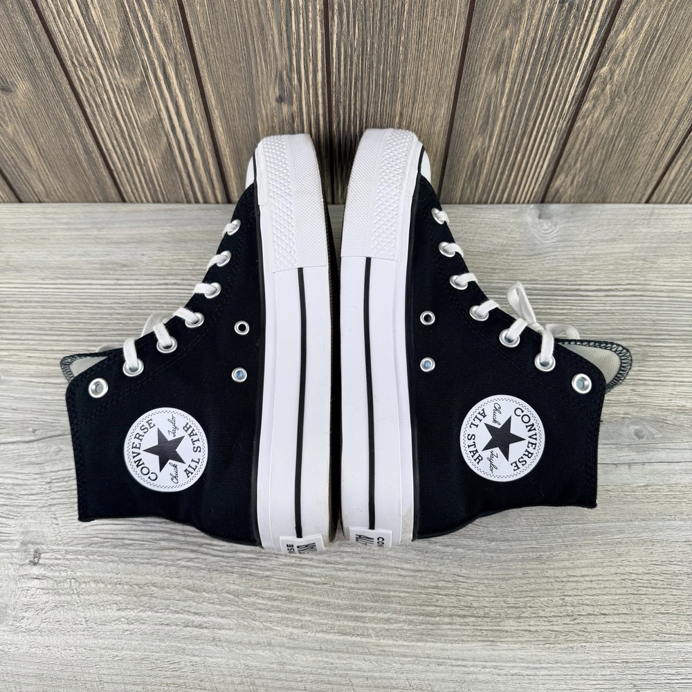 Converse Black and White Platform Chuck Taylor High Top Sneakers - Picture 11 of 13